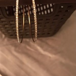 Michael Kors gold tone pave crystal hoop earrings